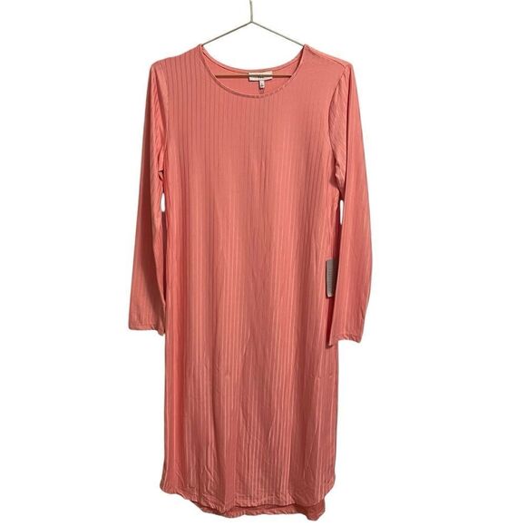 NSR Pink Ribbed Long Sleeve Midi Dress Size Large NWT - Picture 1 of 8